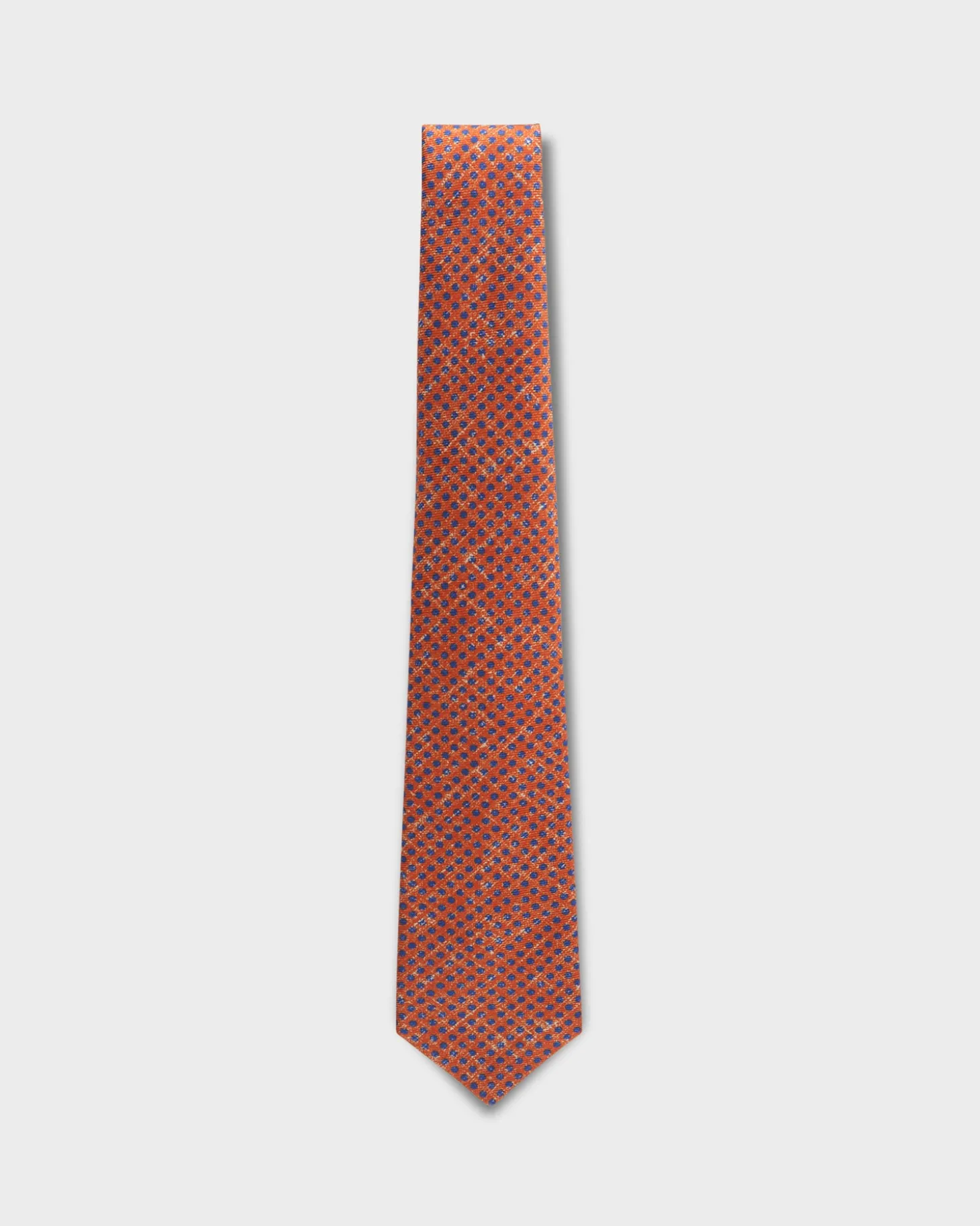 Orange With Blue Spot Pattern Silk Tie