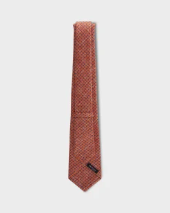 Orange With Blue Spot Pattern Silk Tie