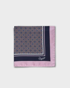 Pink And Blue Floral Pocket Square