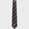 Pink Dark Blue And White Diagonal Stripe Tie