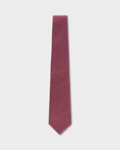 Red And Pale Blue Oval Mini Pattern Silk Tie