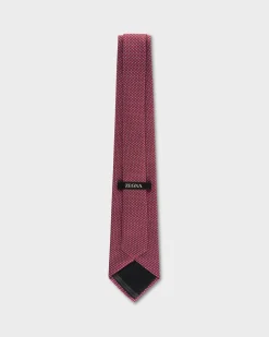 Red And Pale Blue Oval Mini Pattern Silk Tie