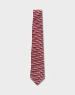 Red And White Plane Pattern Silk Tie
