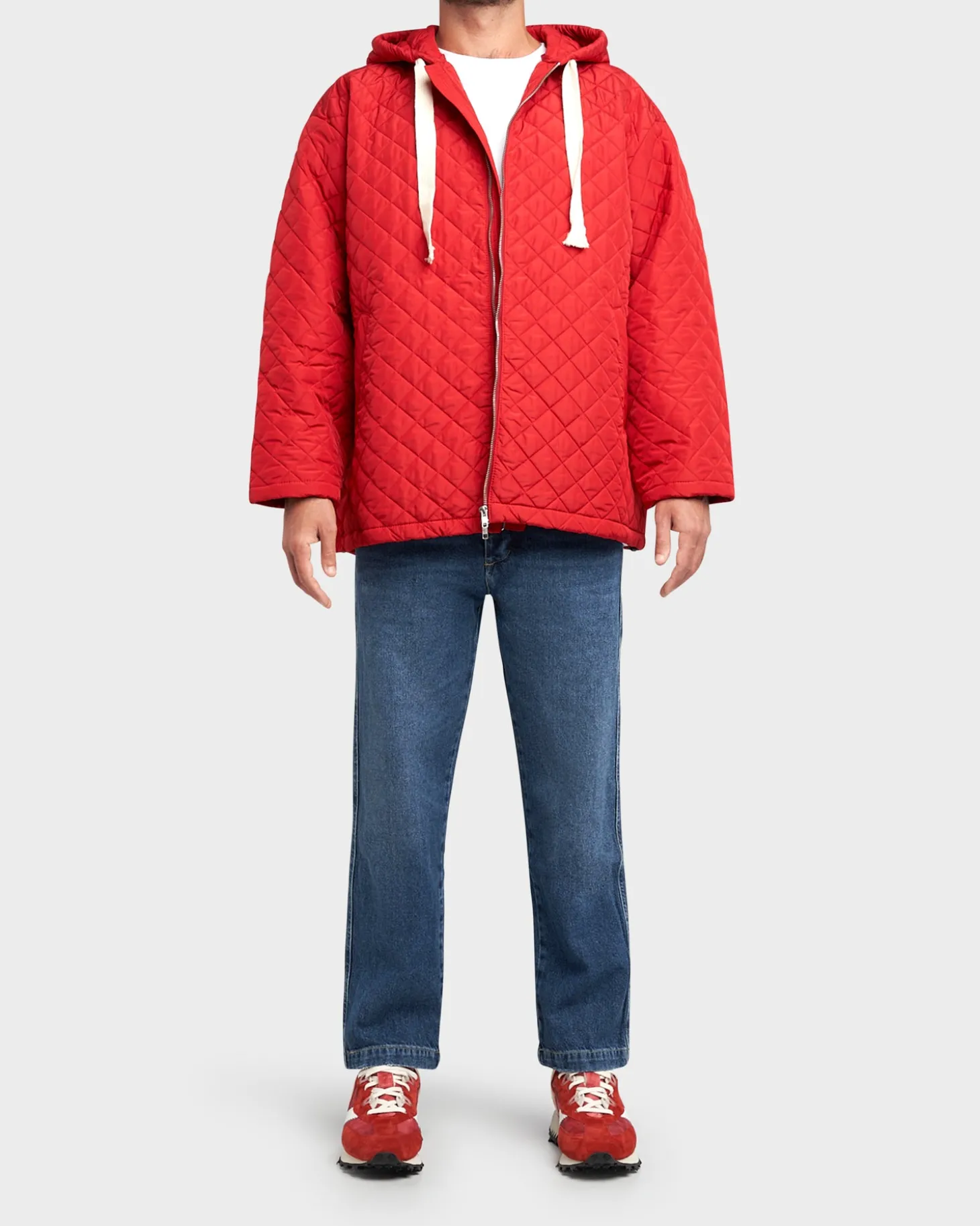 Red Quilted Drawstring Jacket