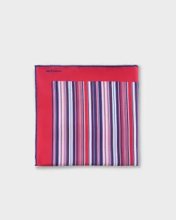 Red Stripe Silk Pocket Square