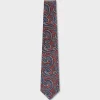 Red With Blue And Gold Paisley Tie