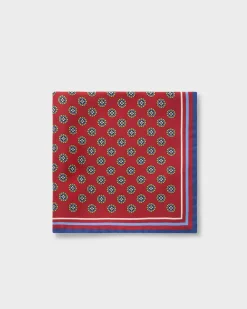 Red With Circle Pattern Silk Pocket Square