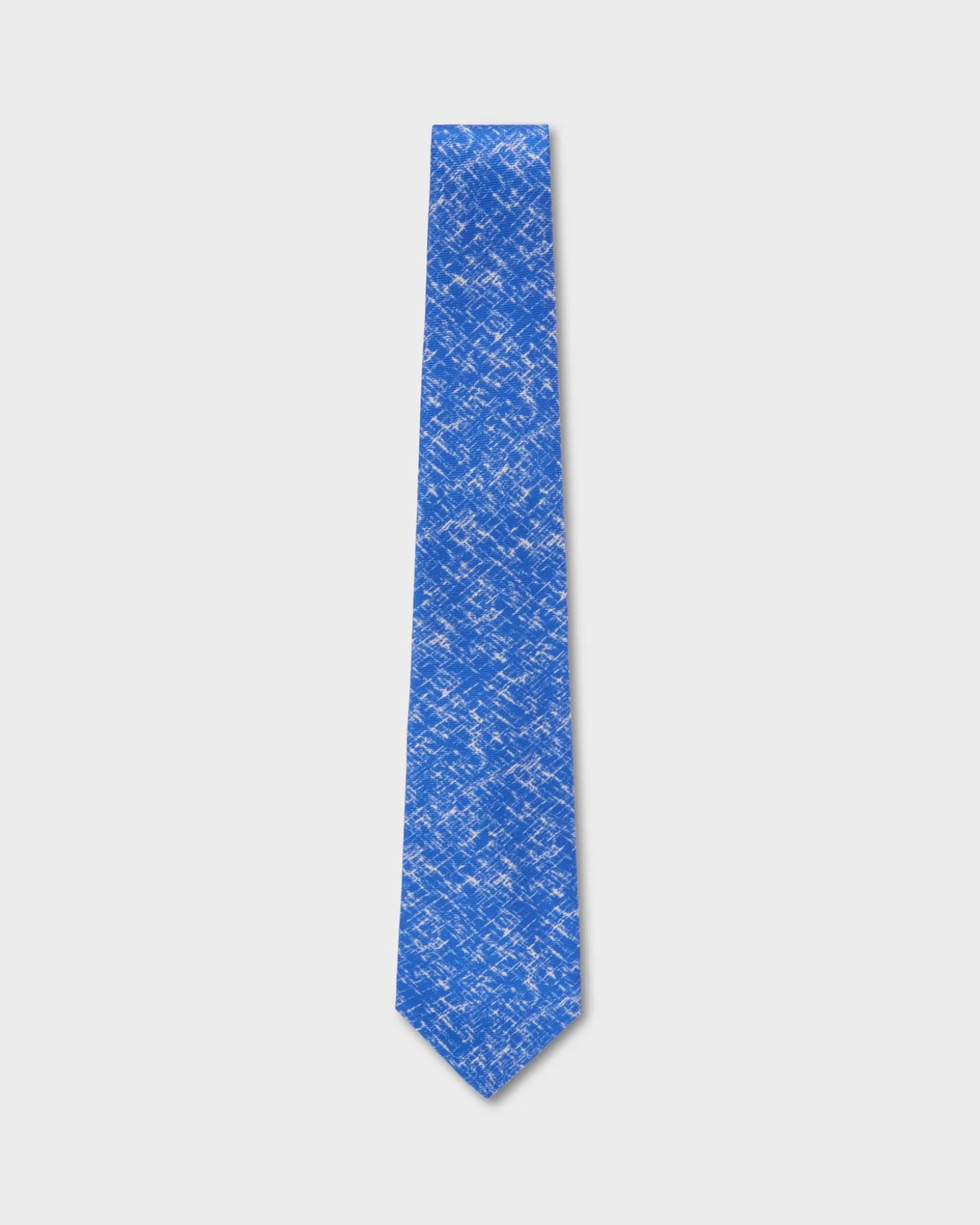 Royal Blue And White Abstract Pattern Silk Tie