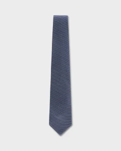 Royal Blue And White Microtexture Silk Tie