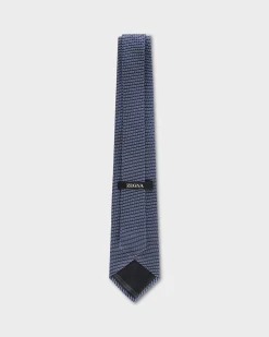 Royal Blue And White Microtexture Silk Tie