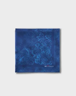 Royal Blue Paisley Silk Pocket Square