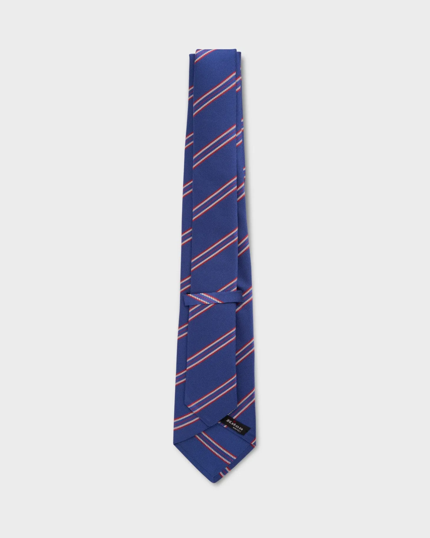 Royal Blue With Red Diagonal Stripes Silk Tie