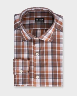 Rust Brown Centiquaranta Cotton Twill Shirt