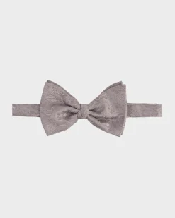 Silver Silk Paisley Bow Tie