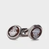 Skull Cameo Silver Cufflinks
