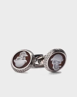 Skull Cameo Silver Cufflinks