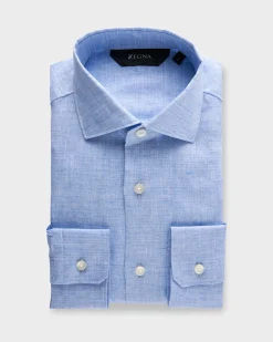 Sky Blue Pure Linen Shirt