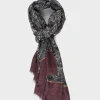 Steel Blue And Burgundy Paisley Print Modal Scarf