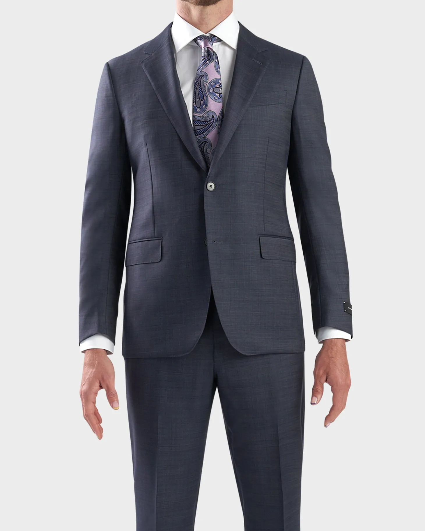 Steel Blue Cross Hatched Milano Wool Suit