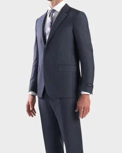 Steel Blue Cross Hatched Milano Wool Suit