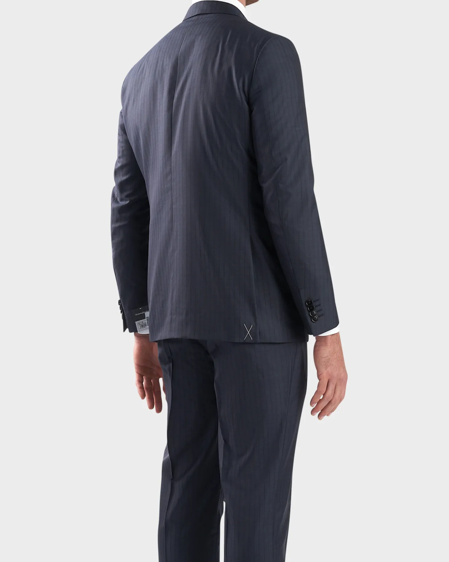 Steel Blue With Deep Burgundy Pinstripe Wool Silk Suit