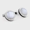Sterling Silver Round Mother Of Pearl Cufflinks