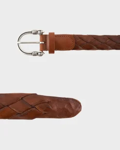 Tan Woven Leather Belt