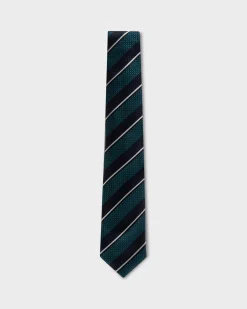 Teal And Navy Diagonal Pattern Tie