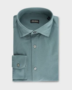 Teal Cotton Pique Shirt