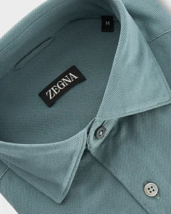 Teal Cotton Pique Shirt