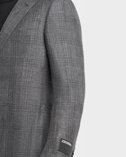 Tonal Check Cashmere Silk Hemp Sports Jacket