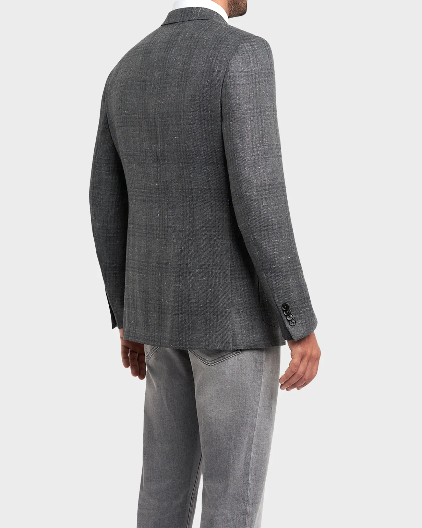Tonal Check Cashmere Silk Hemp Sports Jacket