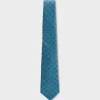Turquoise Floral Silk Linen Tie