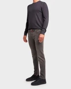 Vintage Grey Slim Fit Cotton Jeans