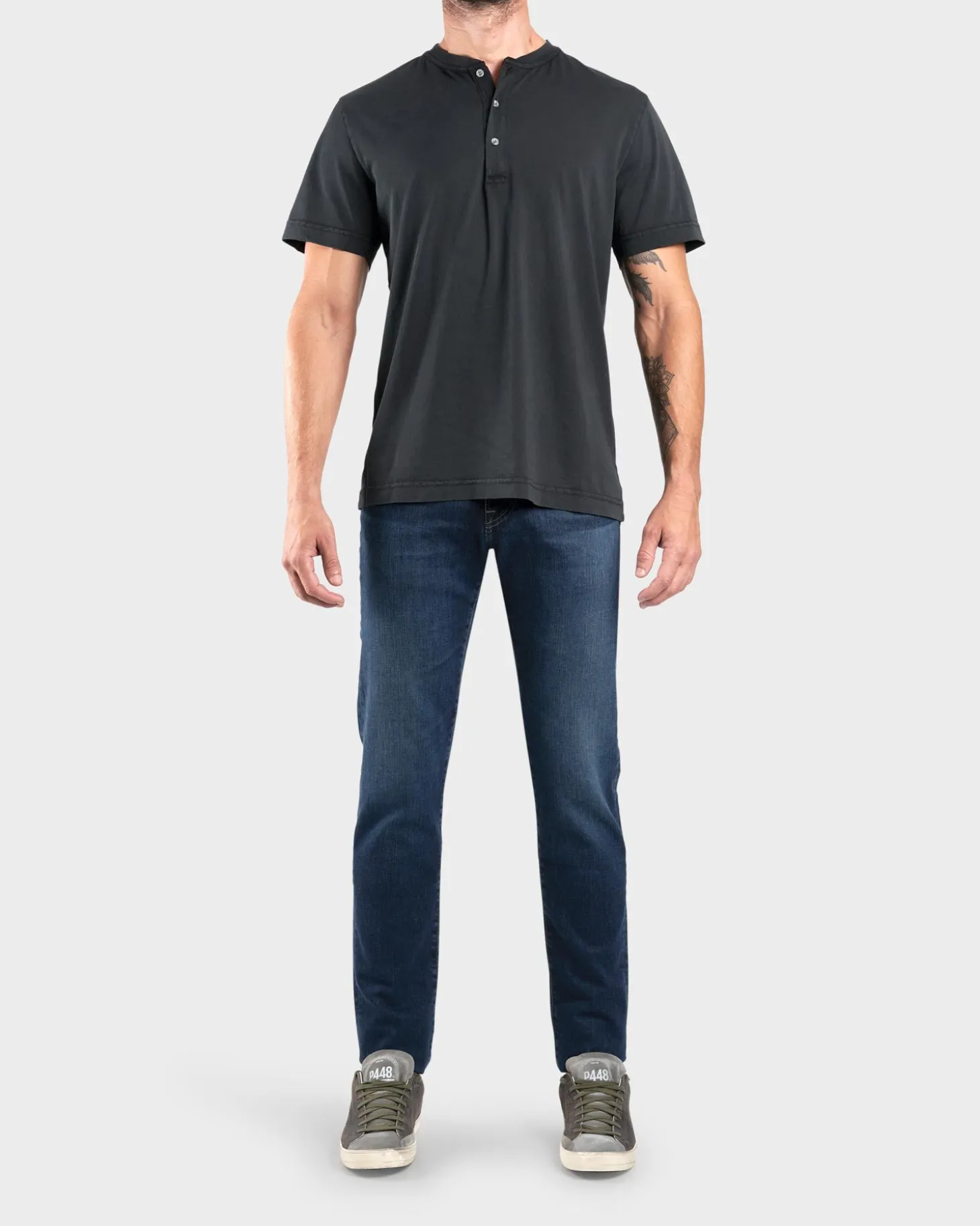 Washed Black Button-Down T-Shirt