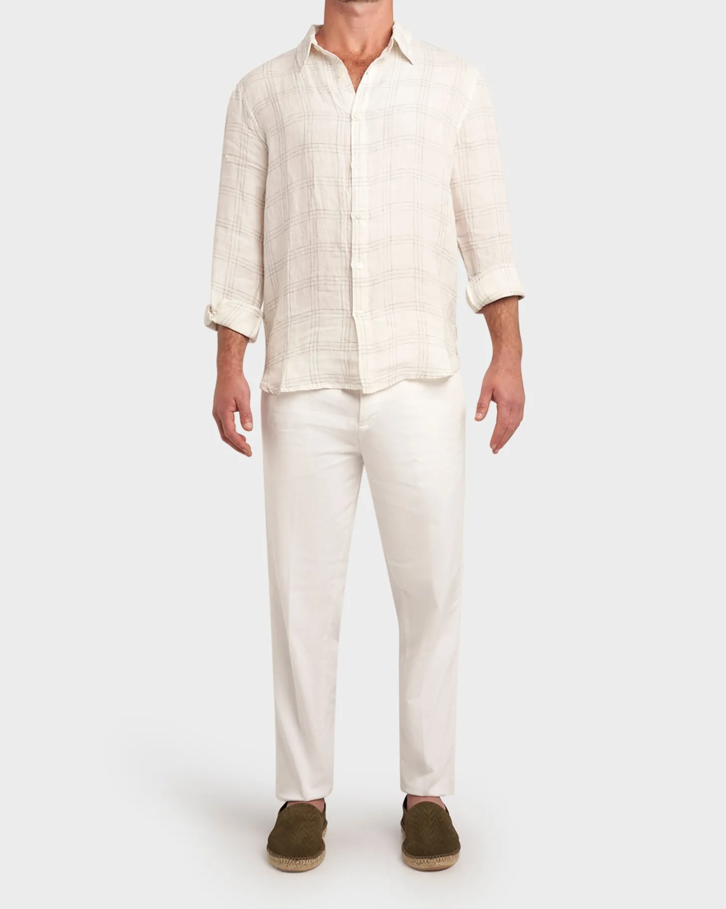 White Check Linen Shirt
