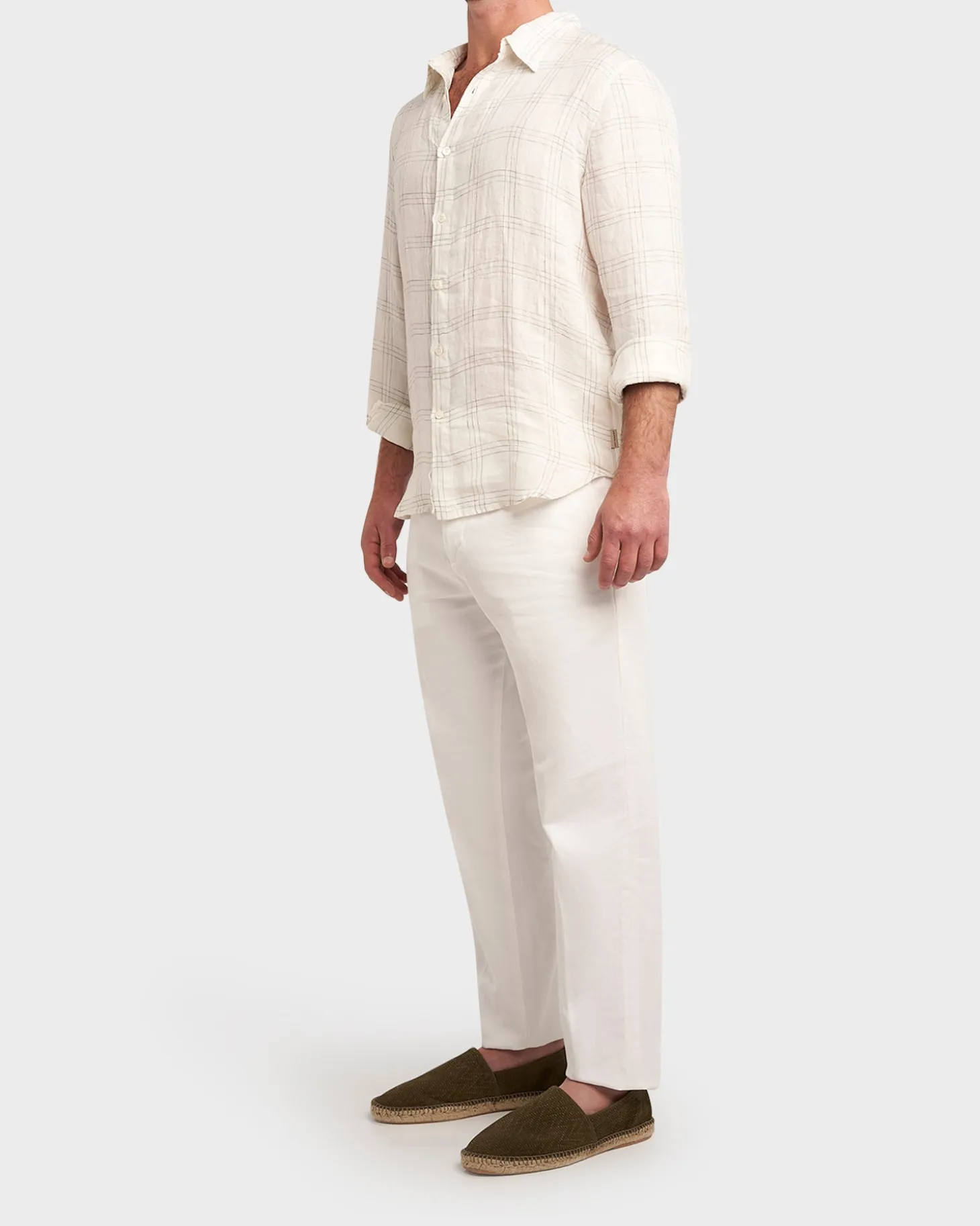 White Check Linen Shirt