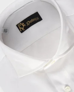 White Cotton French Cuff Shirt