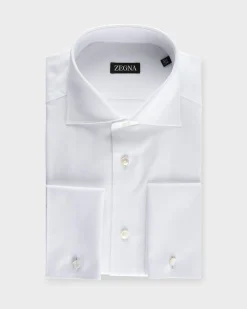 White Cotton French Cuff Shirt