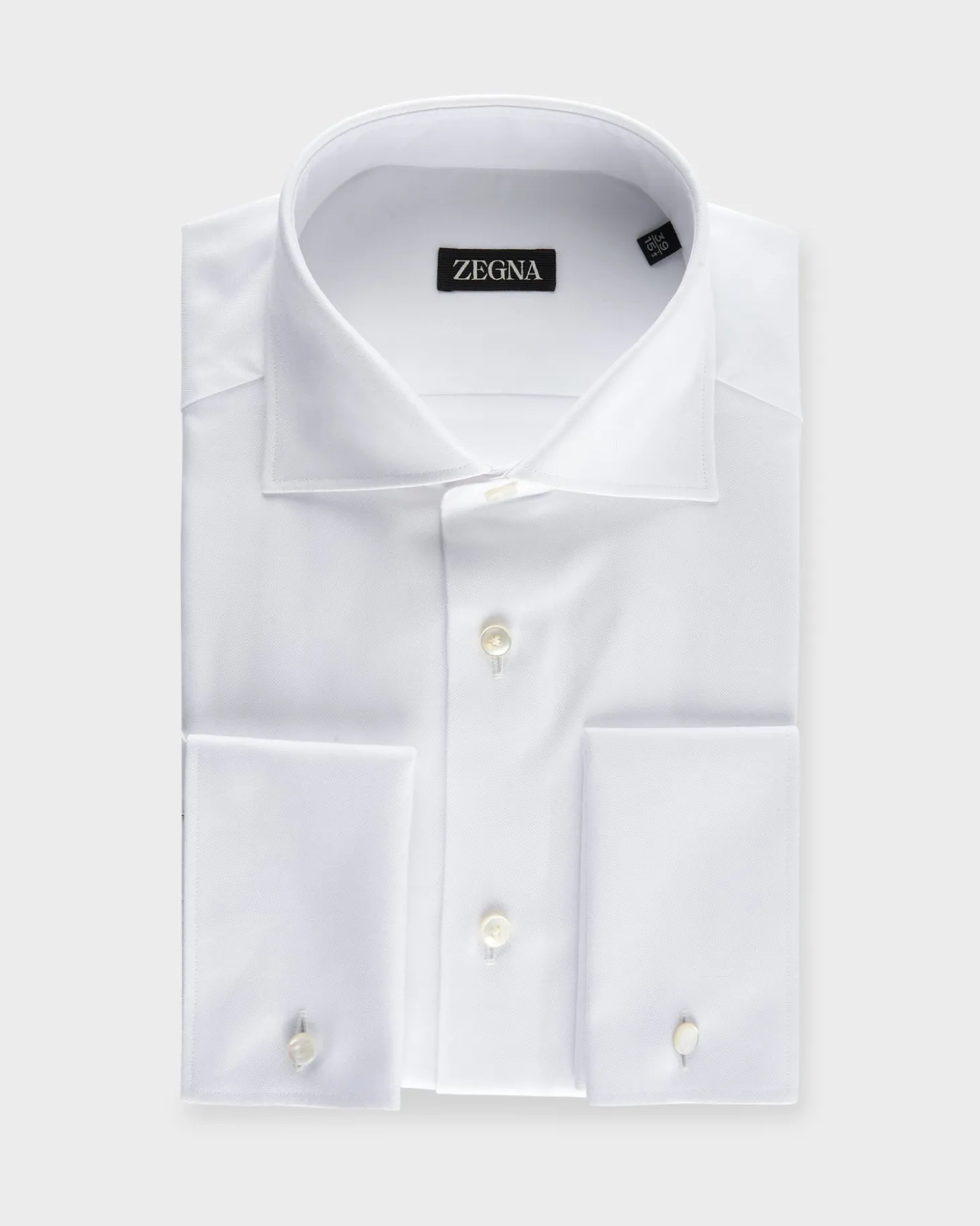White Cotton French Cuff Shirt