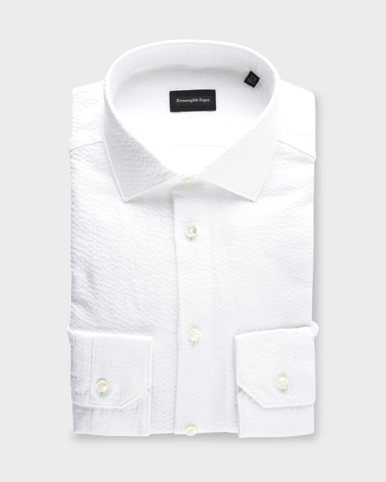 White Cotton Linen Seersucker Milano Shirt