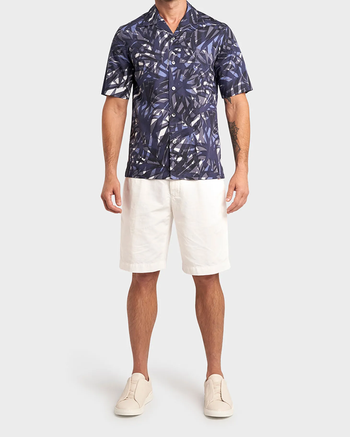 White Cotton Linen Shorts