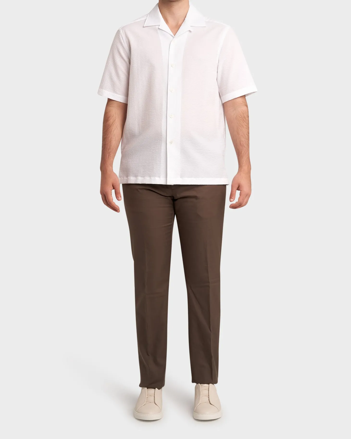White Cotton Seersucker Shirt