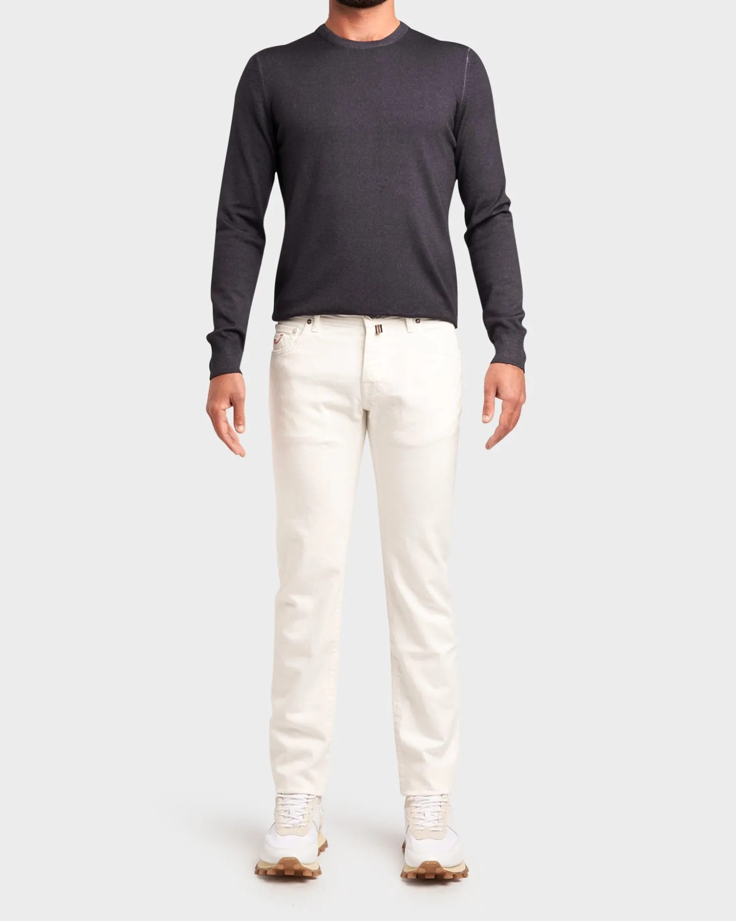 White Cotton Stretch Slim Fit Jeans