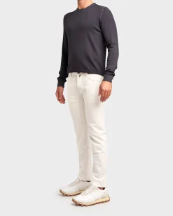 White Cotton Stretch Slim Fit Jeans