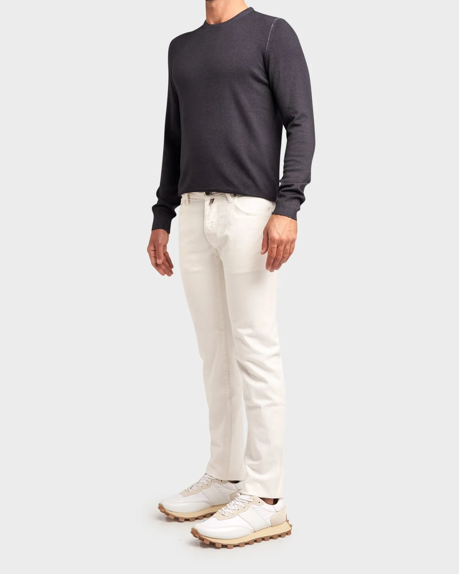 White Cotton Stretch Slim Fit Jeans