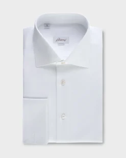 White Cotton Twill French Cuff Shirt