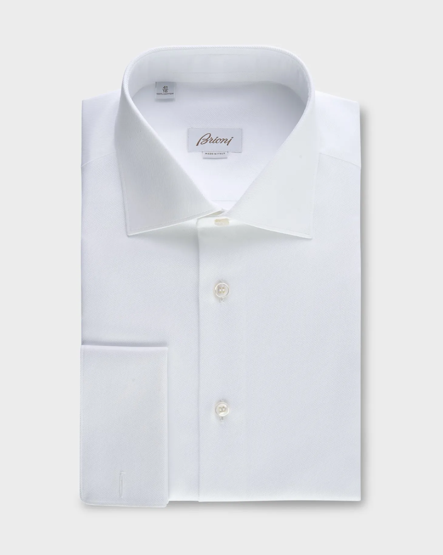 White Cotton Twill French Cuff Shirt