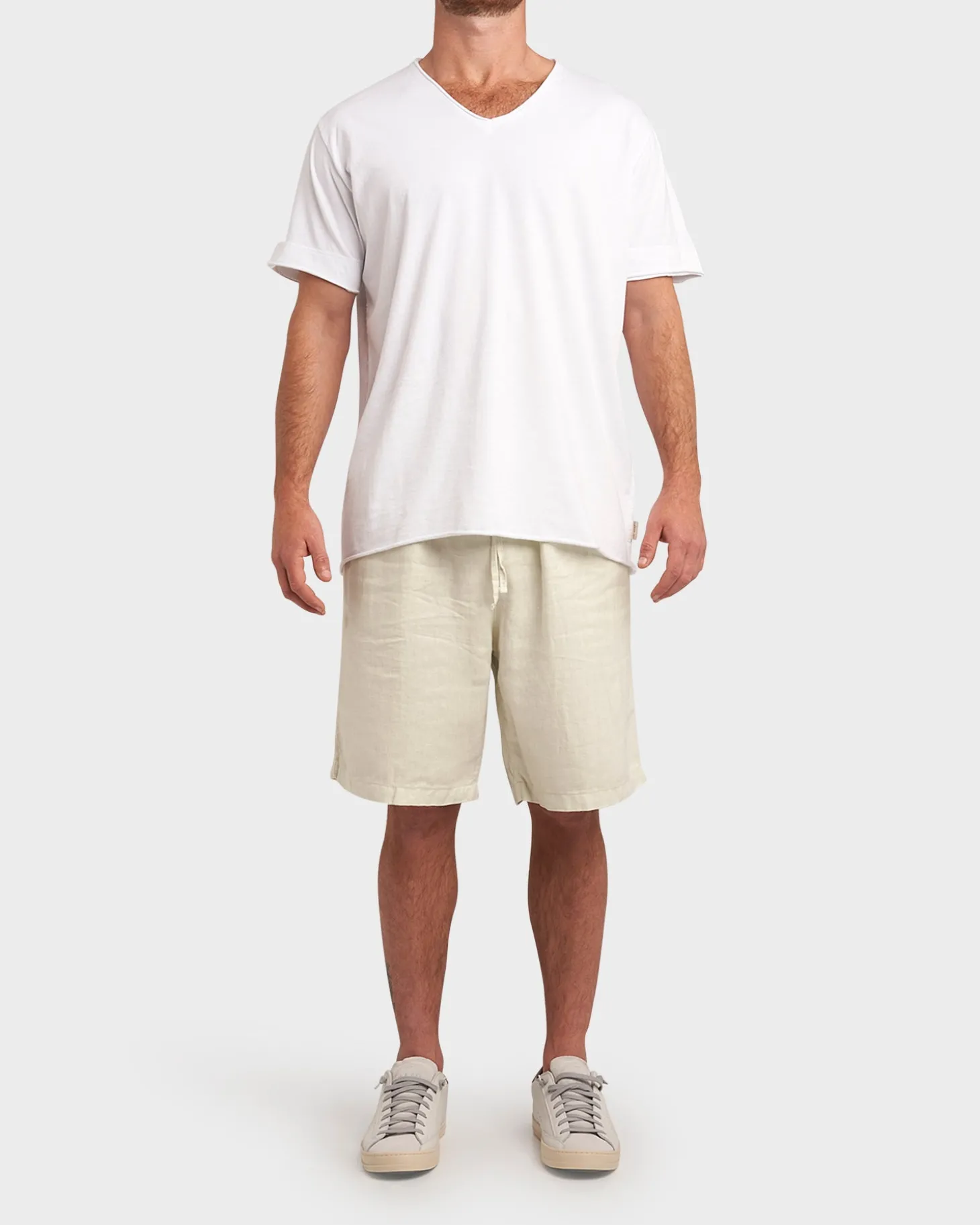 White Cotton V Neck T-Shirt