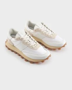 White Leather And Fabric 1T Sneakers